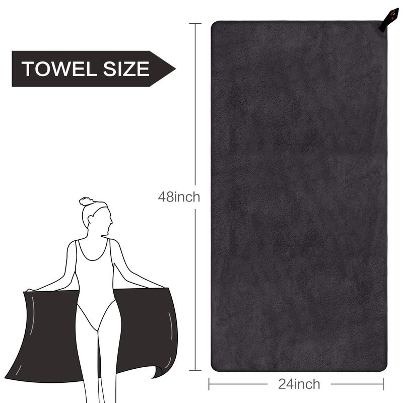 SUNLAND Microfiber Gym Bath Towel Ultra Soft Travel Camping Towel Super Absorbent Swimming Sport Towels for Adults and Children 24inchX48inch 2 Pack - Image 2